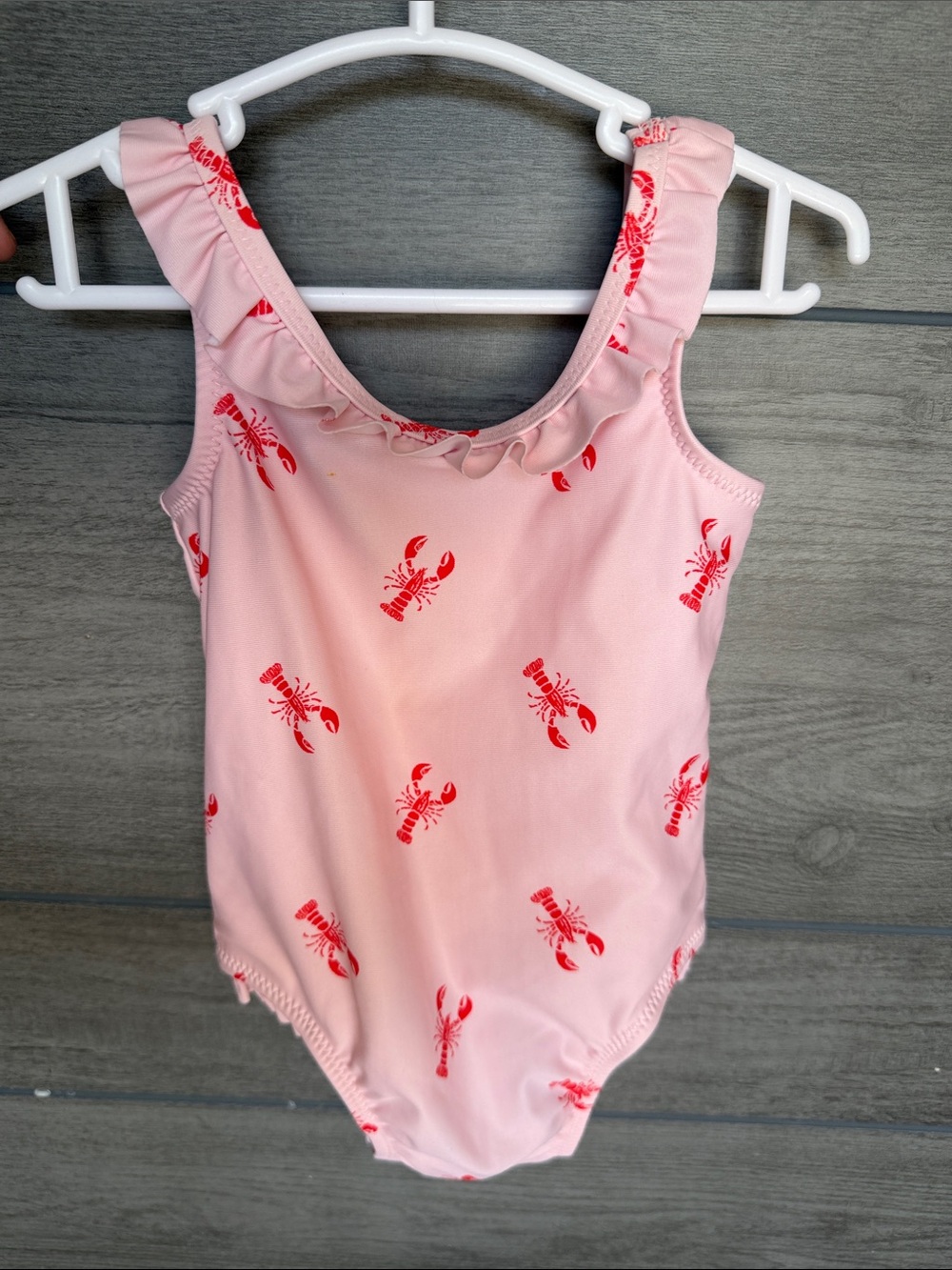 Old Navy Pink Swimsuit with Red Lobster Print